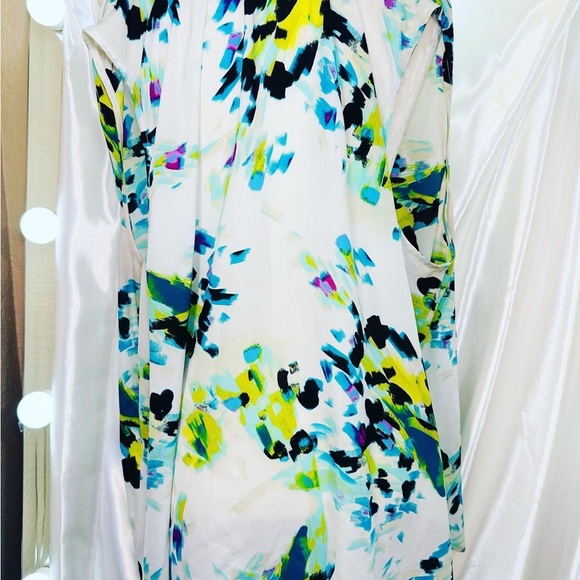 Worthington Top Womens 3X Royal Blue Floral Button Up Sleeveless V-Neck Blouse - Picture 5 of 6